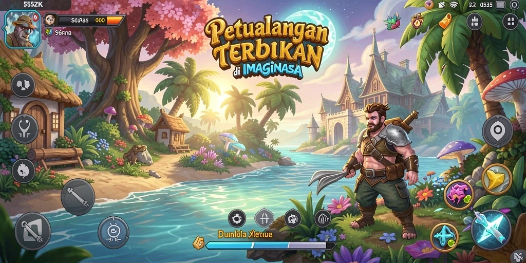 Screenshot 555ZK menampilkan petualangan eksploratif yang mendalam.