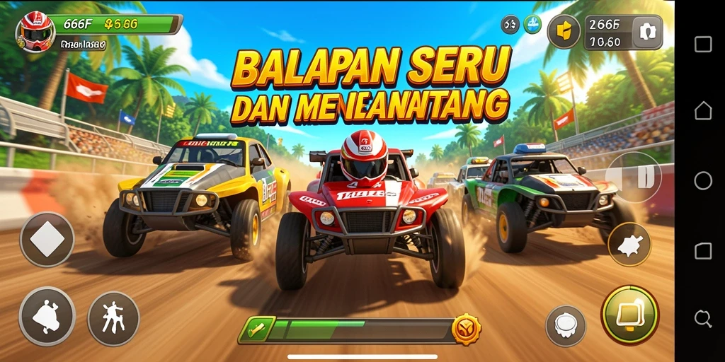 Gameplay seru dari 666F dalam balapan yang mendebarkan.