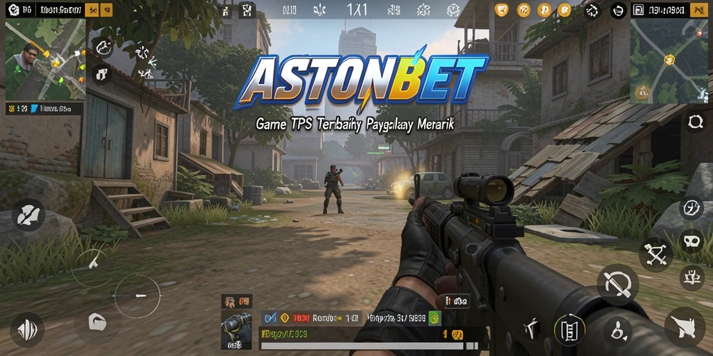 Screenshot utama ASTONBET menampilkan aksi seru dalam game TPS.