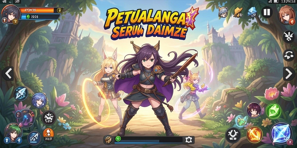 Gameplay seru dalam ATOM138 dengan karakter anime ikonik.