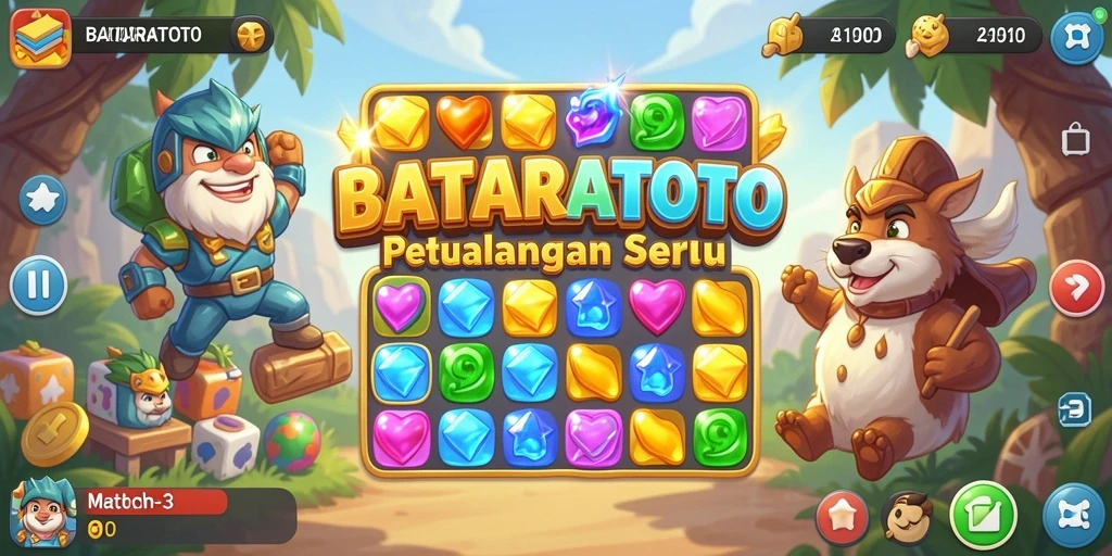 Tampilan gameplay seru dari BATARATOTO dengan kombinasi permata.