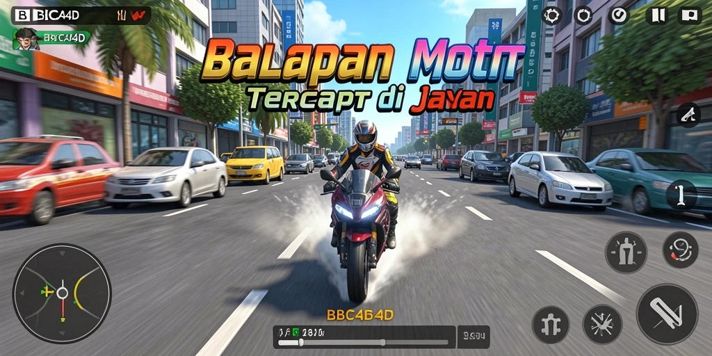 Tampilan gameplay balapan motor yang mendebarkan di BBCA4D.