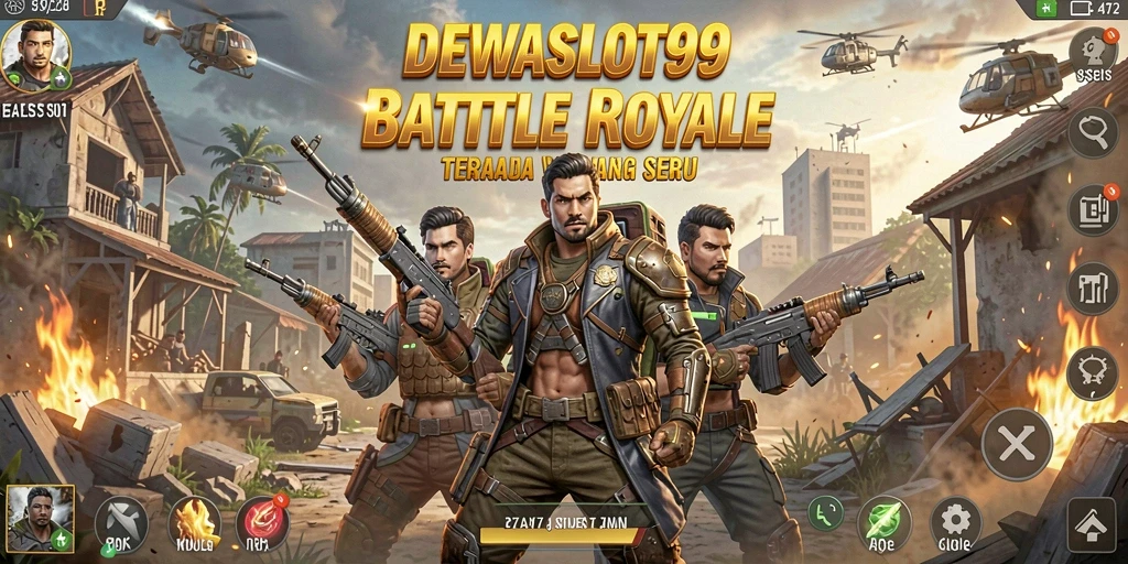 Screenshot gameplay DEWASLOT99 menunjukkan pertempuran seru di arena.