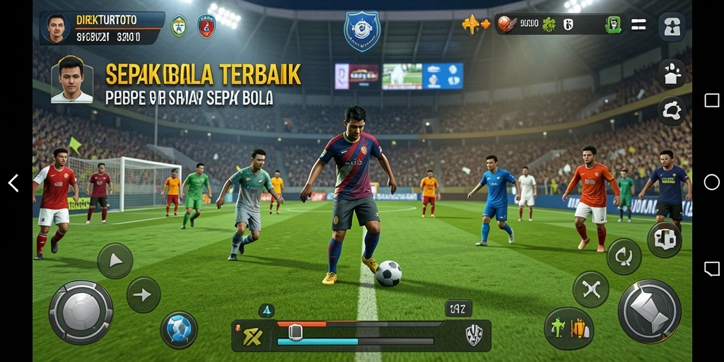 Tampilan gameplay menarik dari DIREKTURTOTO dengan aksi sepak bola mendebarkan.