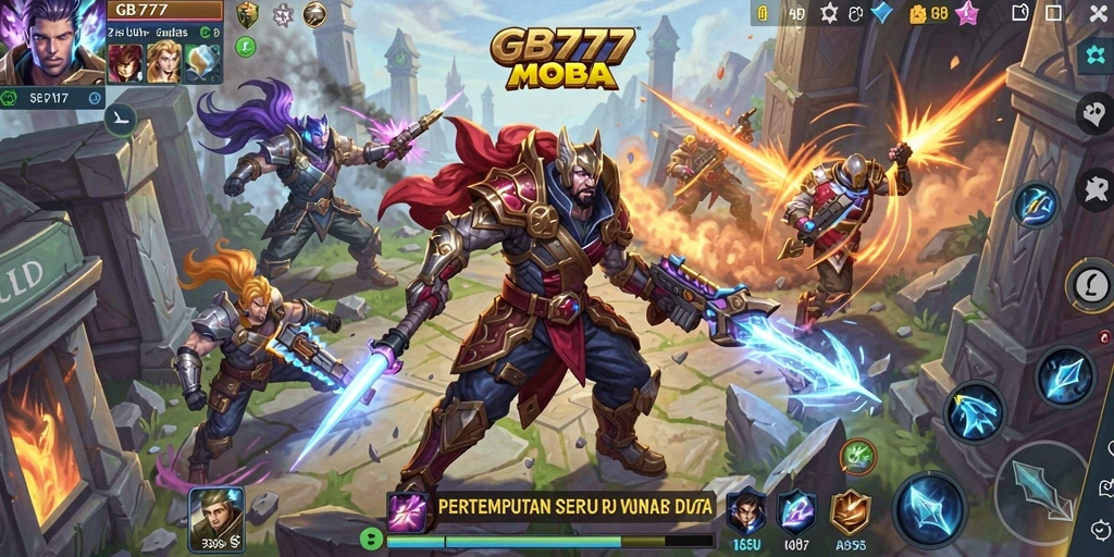 Screenshot gameplay GB777 yang menunjukkan aksi pertempuran tim.