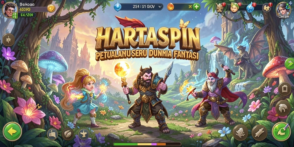 Screenshot gameplay HARTASPIN yang menampilkan pertarungan seru.