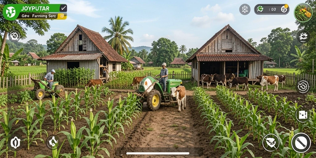 Gameplay Farming JOYPUTAR yang menarik dan penuh warna.