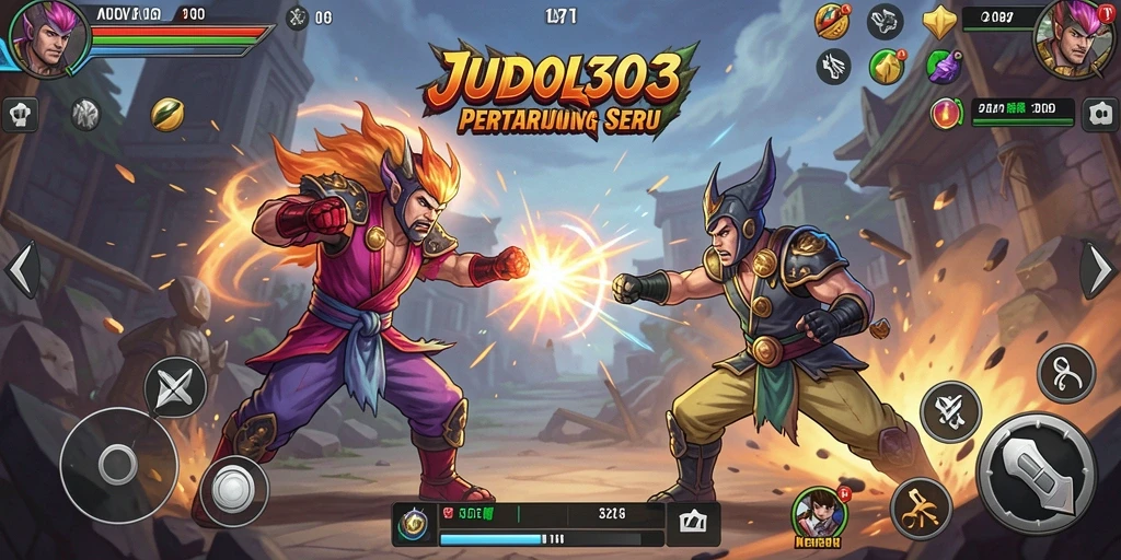Gameplay JUDOL303 menunjukkan pertarungan mendebarkan dengan karakter unik.