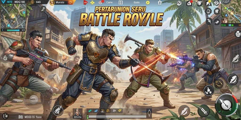 Screenshot gameplay MDG188 dengan aksi pertempuran yang mendebarkan.