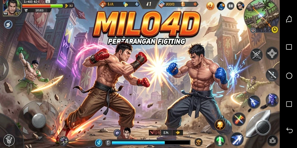 Tampilan gameplay menegangkan dalam MILO4D saat karakter bertarung.