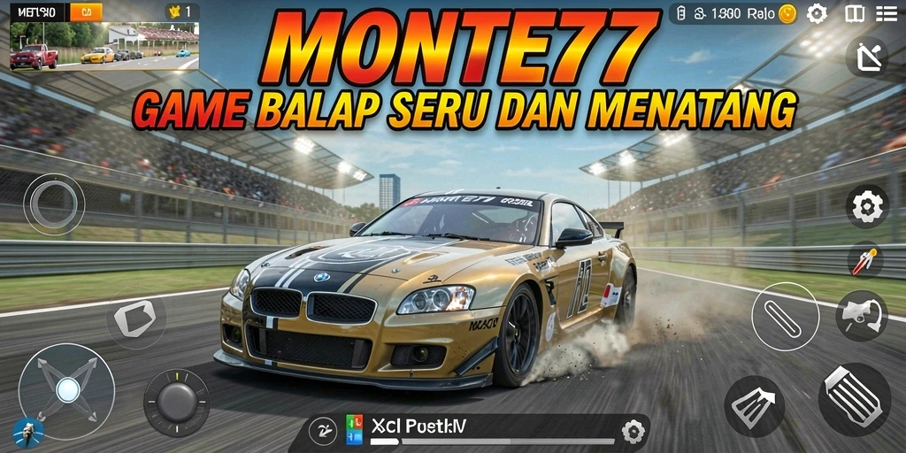 Tampilan gameplay seru di MONTE77 dengan aksi balap yang mendebarkan.
