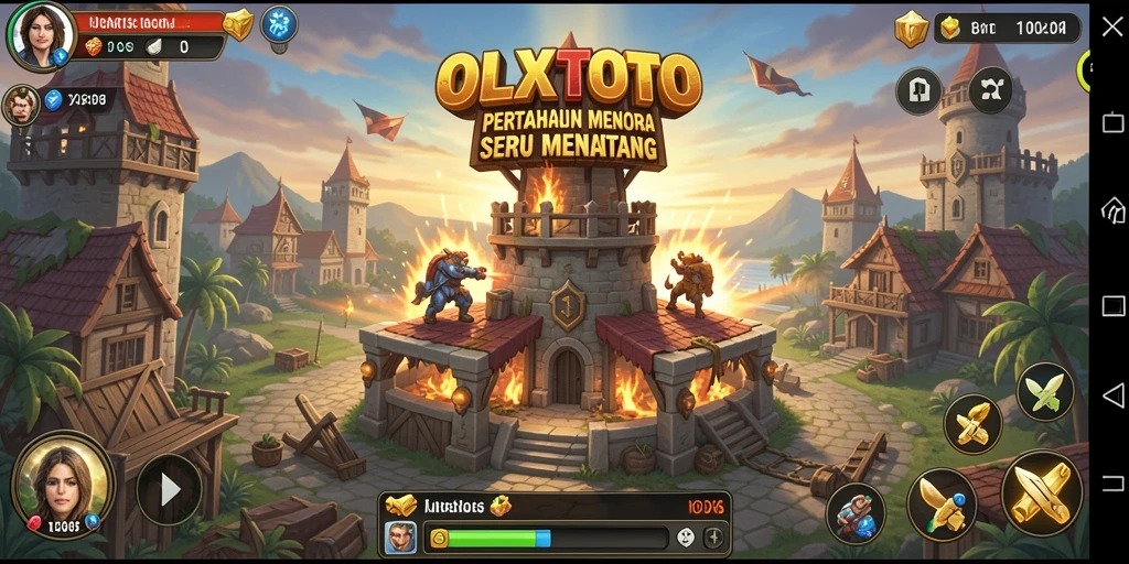 Tampilan gameplay seru dalam OLXTOTO dengan strategi menara yang dinamis.
