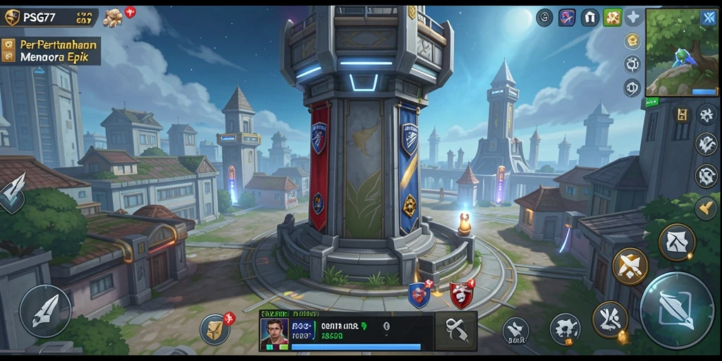 Screenshot gameplay PSG77 menampilkan aksi seru Tower Defense.
