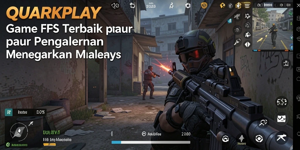 Screenshot gameplay QUARKPLAY dengan aksi tembak-menembak intens.