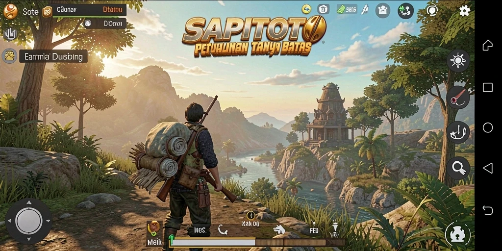 Screenshot gameplay SAPITOTO menunjukkan petualangan seru di dunia terbuka.