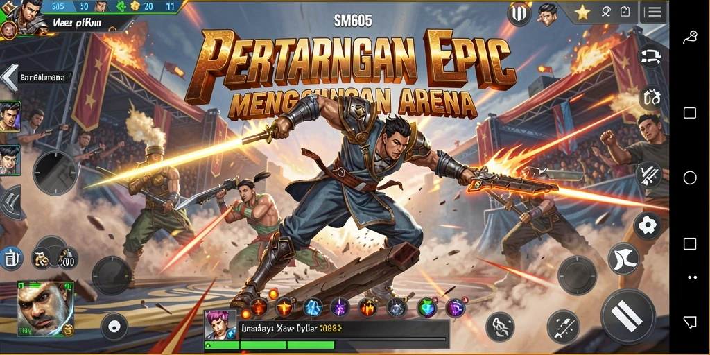 Screenshot menampilkan aksi pertarungan seru di SM605.