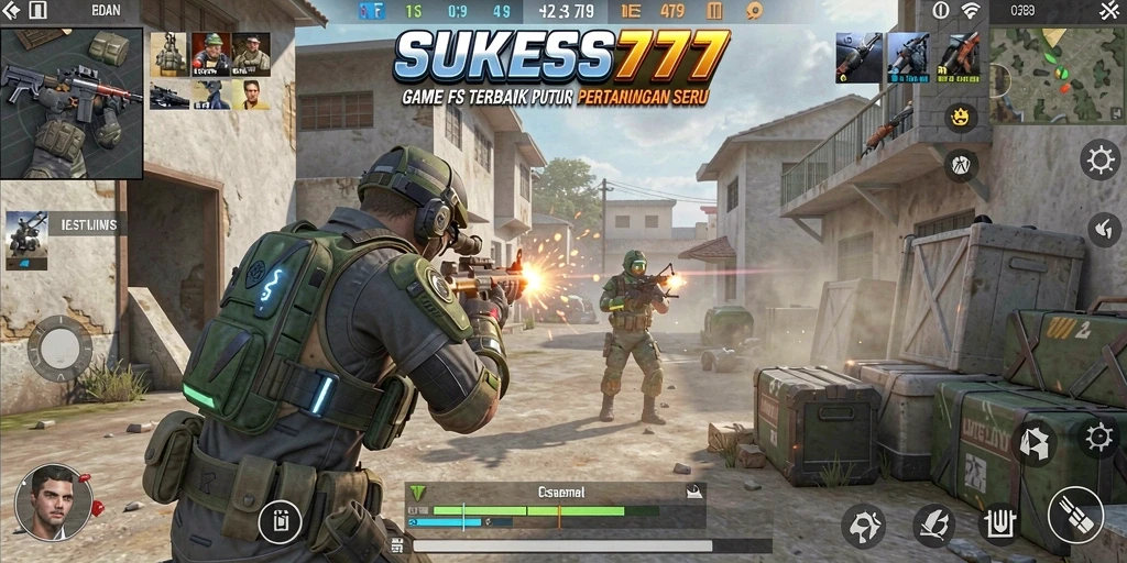 Screenshot menunjukkan aksi menegangkan dalam <strong>SUKSES777</strong> saat bertarung di medan perang.