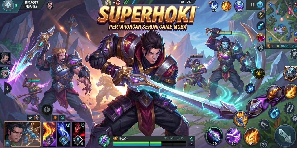 Tampilan grafis menawan dalam pertarungan game MOBA SUPERHOKI