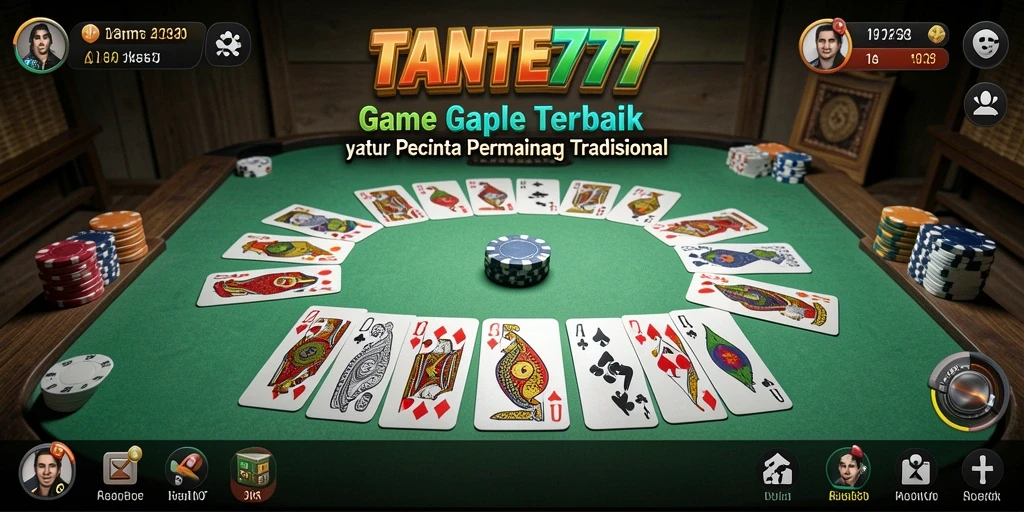 Tampilan gameplay seru TANTE777 saat bermain Gaple dengan teman.