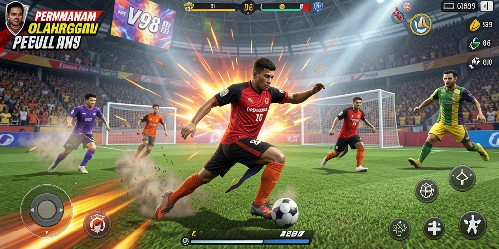 Tampilan seru dari gameplay V98 dalam pertandingan olahraga.